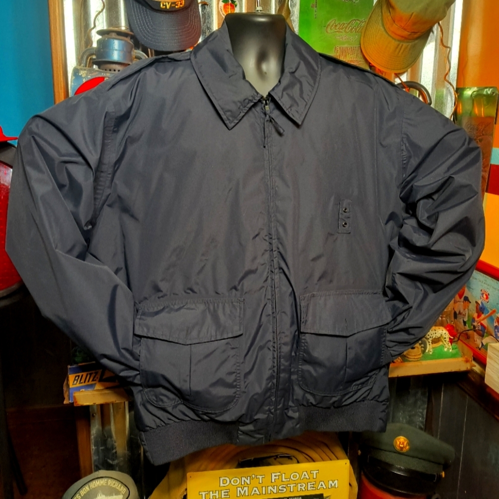 Vintage Solar-1 Police First Responder Blue Nylon Jacket Removable Liner XL LONG